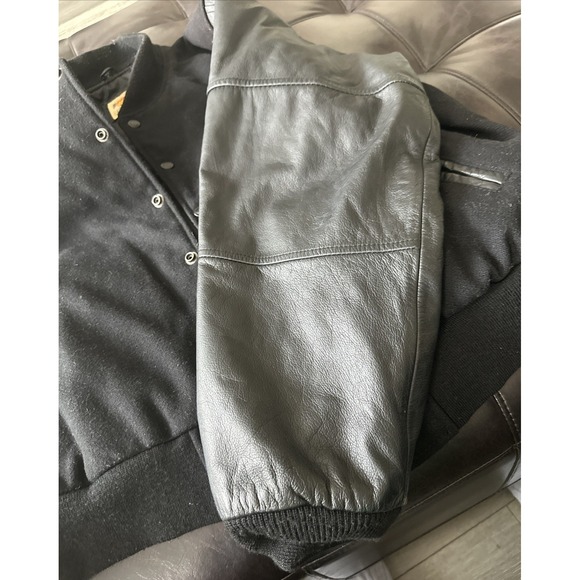 Hard Rock Cafe Atlanta Sze Med Leather Wool Jacket Blk Love Serve ALL 90's Retro - Picture 14 of 16